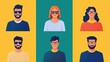 © Nattapol - Diverse group of stylized people in colorful backgrounds