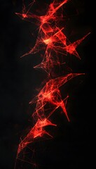 Wall Mural - red illuminated geometric abstract structure against black background
