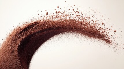 Wall Mural - brown powder splash curve on light background with dynamic motion