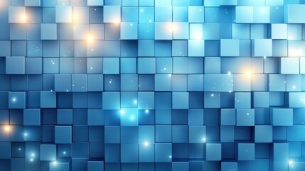 Wall Mural - abstract blue background with glowing light and cube elements