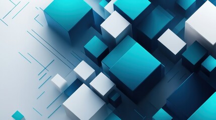 Wall Mural - abstract geometric shapes with blue and white color scheme