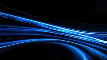 Wall Mural - Abstract blue light streaks on black background.