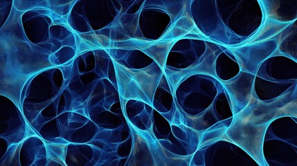 Wall Mural - Abstract Blue Network of Light Waves and Patterns in Dark Background