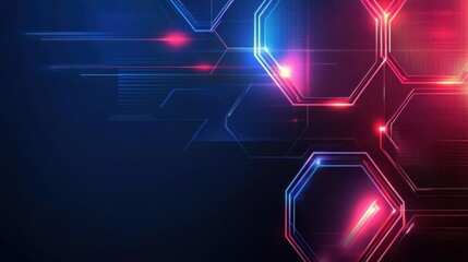 Wall Mural - abstract technology background with colorful digital hexagons