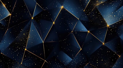Wall Mural - Dark Blue and Gold Geometric Background with Twinkling Stars