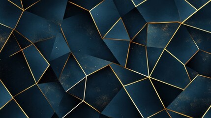 Wall Mural - Abstract Geometric Background with Dark Colors and Golden Lines