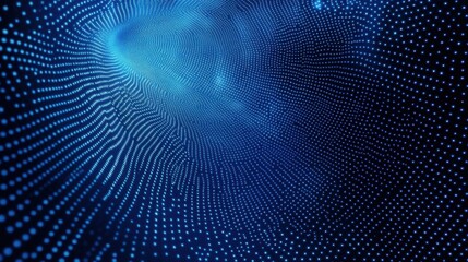 Wall Mural - abstract blue background with dots and digital waves in motion