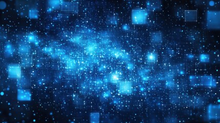 Wall Mural - Bright Blue Galaxy Background with Stars and Abstract Shapes