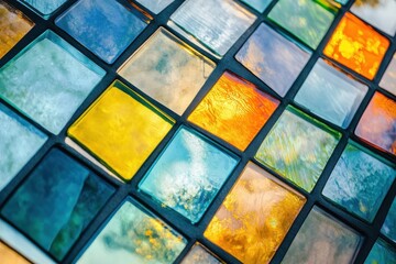 Wall Mural - Colorful Glass Mosaic Square Pattern Design