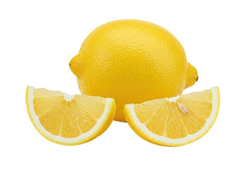 Wall Mural - A whole lemon and a lemon slice, isolated on white background