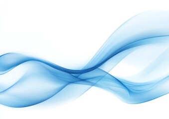 Wall Mural - Abstract blue wave flowing on white background. (4)