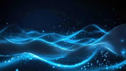 Wall Mural - Abstract blue wave particle background.