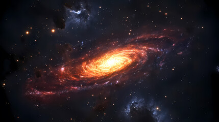 Wall Mural - majestic spiral galaxy with central black hole in deep space