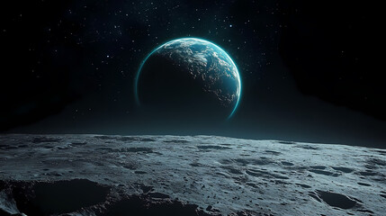 Wall Mural - earthrise from the moon's surface