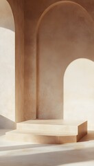 Poster - a minimalist indoor scene featuring an architectural display space