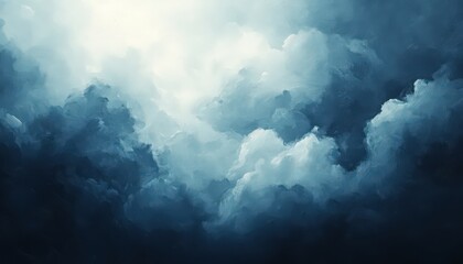 Dramatic Dark Blue and Gray Cloudscape with Moody Atmosphere