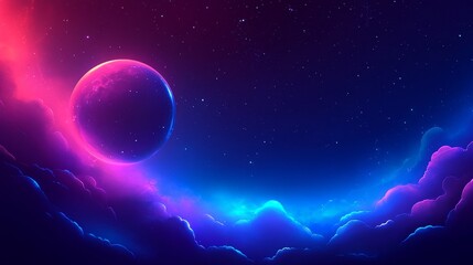 cosmic dreamscape abstract planet and stars in purple and blue nebula a fantasy exploration beyond w