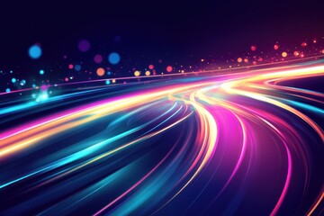 Wall Mural - Abstract colorful light trails on dark background.