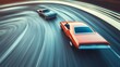 © MutshI - Drag racing cars in action, flying down a winding track. Featuring precision and skill