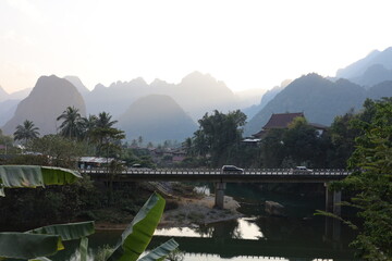 Wall Mural - Pha Tang Vang Vieng Laos