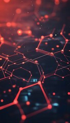 Wall Mural - red neon lines and connections creating a digital network