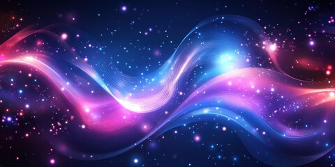 Wall Mural - abstract cosmic wave with vibrant colors and sparkling particles.