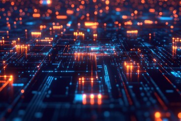 Wall Mural - abstract digital network with glowing lines and nodes.