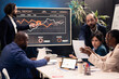 © DC Studio - Business teammates collaborating on creating a new corporate culture, discussing values alignment and cultural integration efforts to strengthen enterprise environment, increase efficiency.