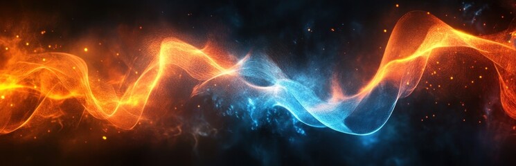 Wall Mural - abstract fiery and icy waves colliding.