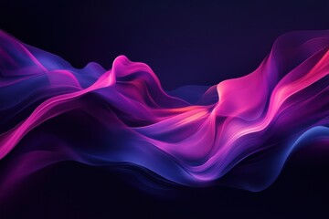 Wall Mural - abstract flowing pink and blue waves on dark background.