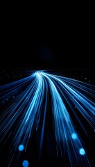 Wall Mural - blue illuminated road represents speed and digital technology movement