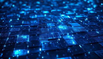 Poster - Futuristic digital grid network abstract
