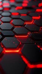 Wall Mural - the glowing red illuminated hexagonal pattern creates a futuristic backdrop