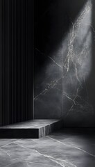 Wall Mural - interior with black marble and a striped architectural element