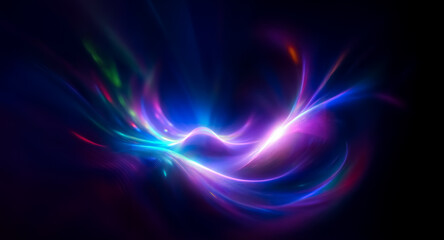 Wall Mural - abstract image features swirling, vibrant light trails of blue, purple, green, and orange hues again