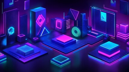 Abstract futuristic technology concept background with glowing neon elements for innovative digital solutions and advanced network systems