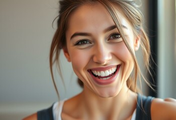 Wall Mural - Portrait of a young woman feeling excited