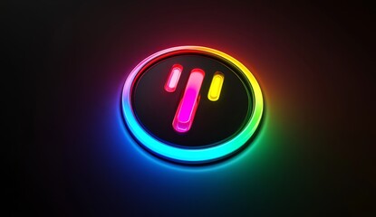 Poster - Neon Circle Logo on Dark Background