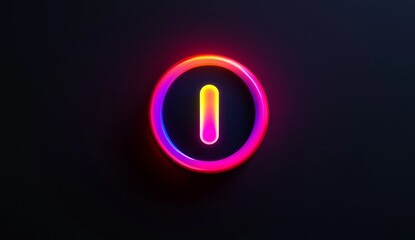 Poster - Neon Letter O in Circular Frame on Dark Background