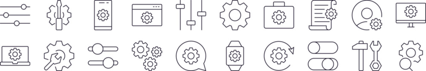 Wall Mural - settings related icon set. editable stroke. perfect for web sites, books, cards, apps