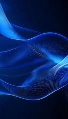 Wall Mural - abstract representation of blue flowing lines with small white dots