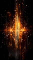 Wall Mural - Digital technology music wave city landscape poster background
