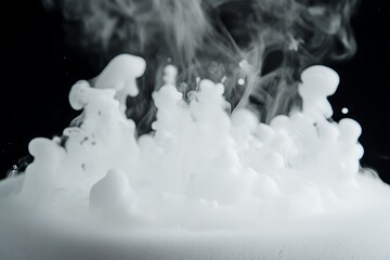 Wall Mural - set of white clouds on a black background.