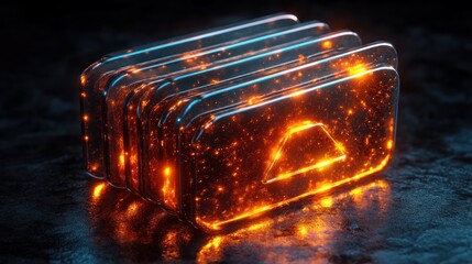 Wall Mural - glowing data blocks, server, digital, futuristic, dark background, technology concept
