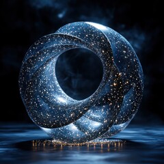 Wall Mural - glowing cosmic torus, dark studio, smoky background, abstract art