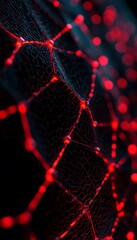 Wall Mural - a close up image of a glowing red spider web
