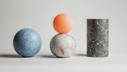 Poster - Geometric spheres and cylinder, studio arrangement