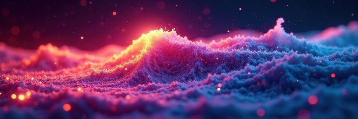 Glowing digital wave surging through vast dataset , data analytics, digital wave, science
