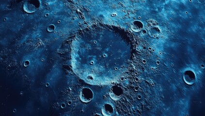 Wall Mural - lunar crater, deep blue, space, impact