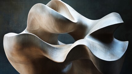 Poster - Abstract wooden sculpture with flowing, organic forms.